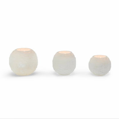 Selenite Sphere Candle Holder - Small