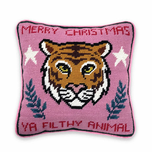 Filthy Animal Needlepoint Pillow