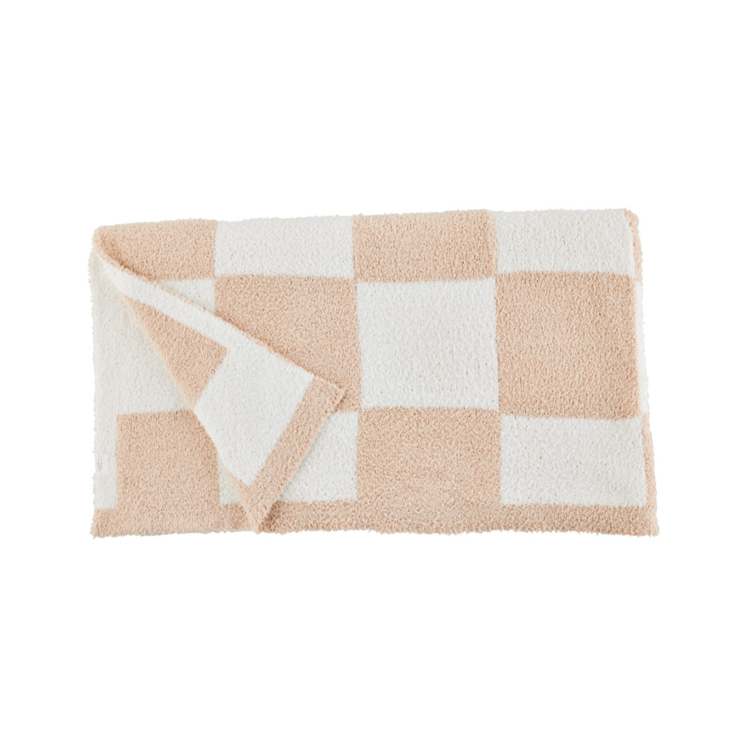 Chenille Checkered Blanket - Tan