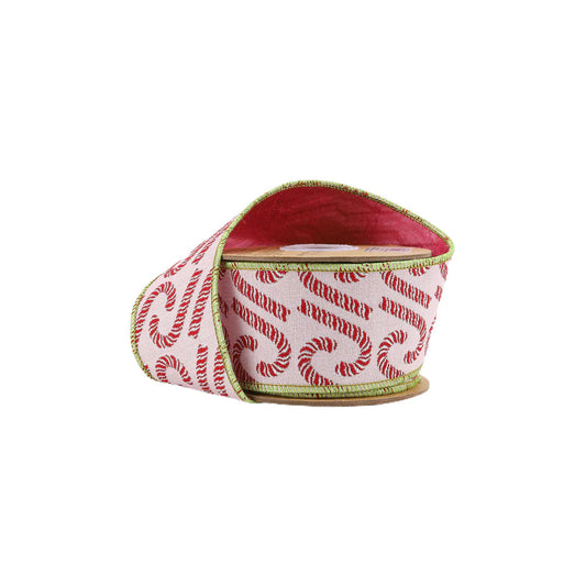 2 1/2" Candy Cane on Pink Ribbon