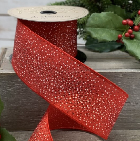 Glitter Snowflake Ribbon - Red