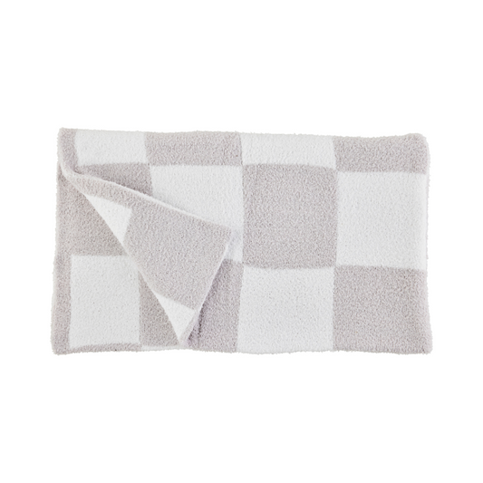 Chenille Checkered Blanket - Gray