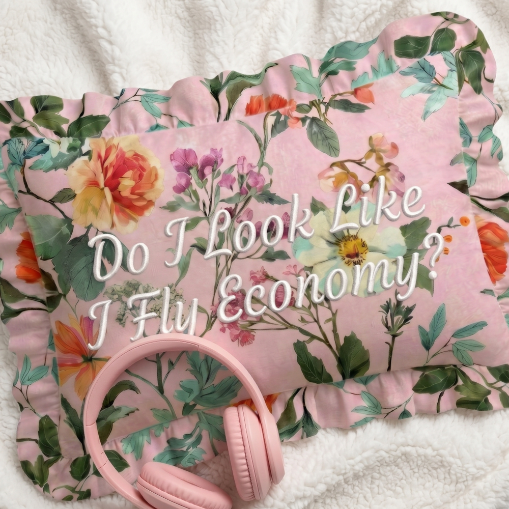 "Economy" Ruffled Embroidered Pillow