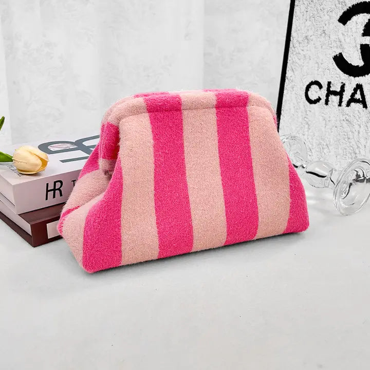 Fuzzy Urban Chic Striped Bag - Pink