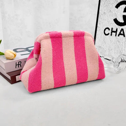 Fuzzy Urban Chic Striped Bag - Pink