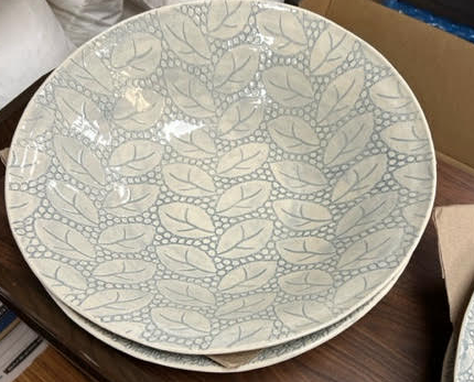 Large Blue Embossed Salad Bowl