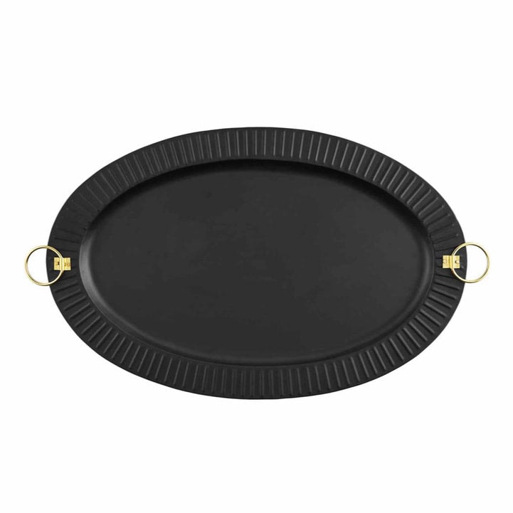 Black oval tray