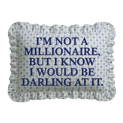 "Millionaire" Ruffled Embroidered Pillow
