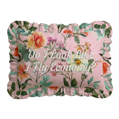 "Economy" Ruffled Embroidered Pillow