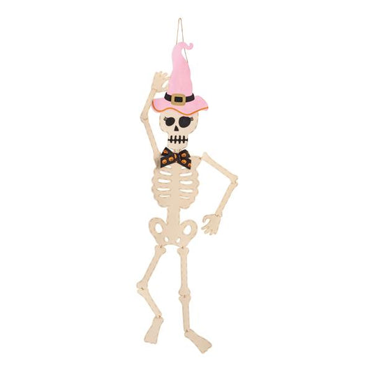 Pink Hat Skeleton Door Hanger
