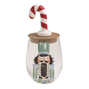 Green Nutcracker Wine Glass & Stopper set