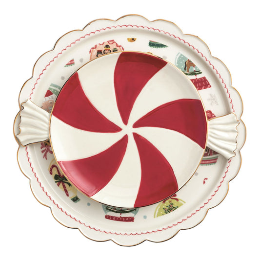 Christmas Candy Platter Set s/2