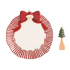 Santa Bow Cookie Plate Set
