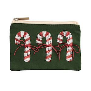 Candy Cane Sequin Zip Pouch