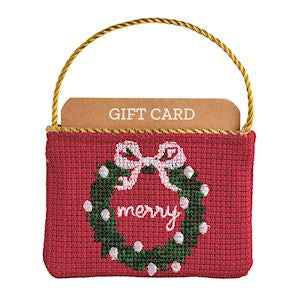 Wreath Needlepoint Gift Card Pouch