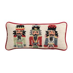 Lumbar Nutcracker Hooked Wool Pillow.