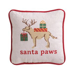 Santa Paws Needlepoint Pillow