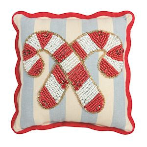 Candy Canes Mini Beaded Pillow