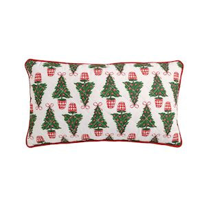 Tree Block Print Quilted Pillow