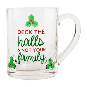 Deck the Halls Xmas Glass