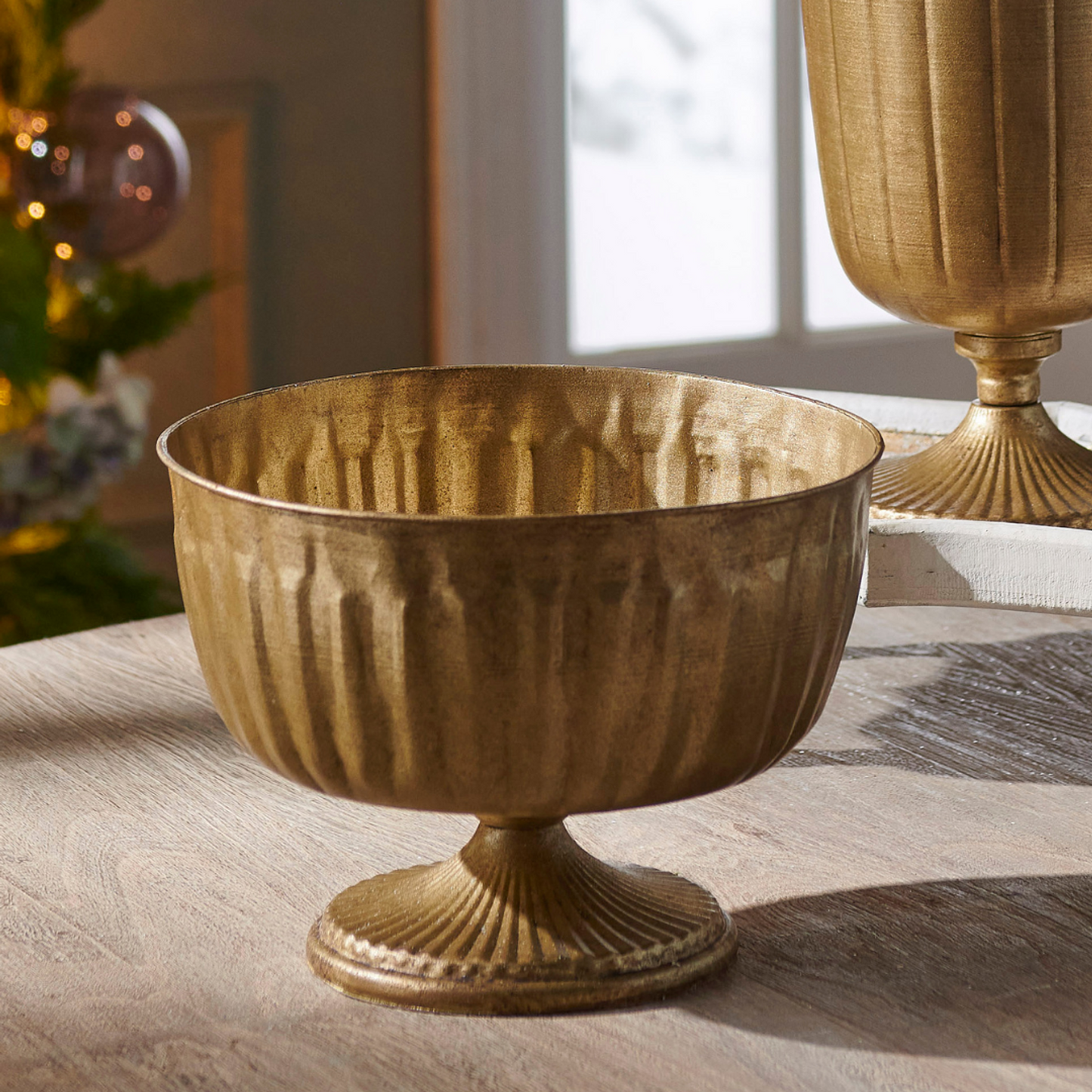 12'' Antique Gold Pedestal Bowl