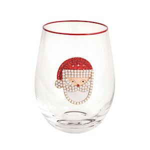 Santa Beaded Wine Glass