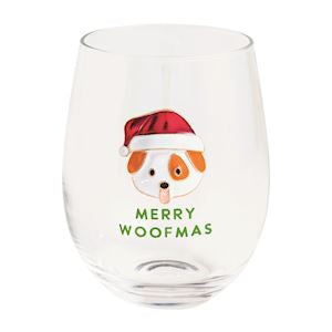 Merry Woofmas Dog Wine Glass