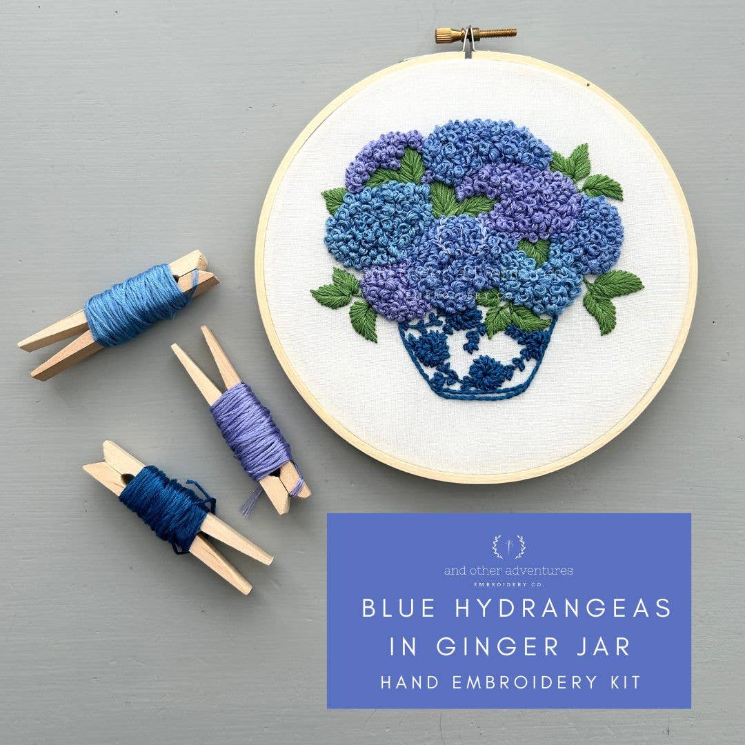 Embroidery Kit - Blue Hydrangeas