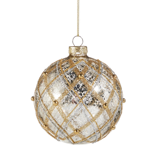 Silver And Gold Mercury Glass Ball Ornament