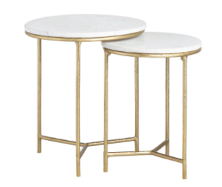 Hammered Nesting Tables - Gold/Marble