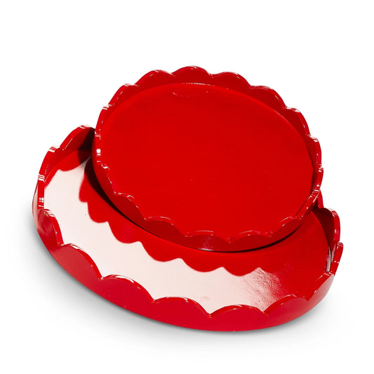 Red Scalloped Tray - Large