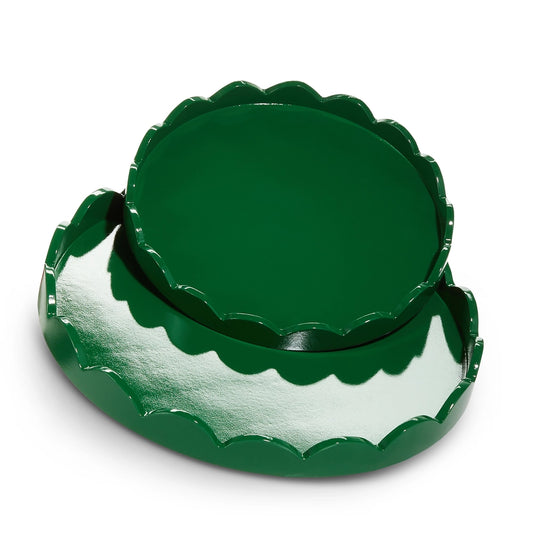 Green Scalloped Tray - Large