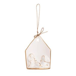 Gold Edge Nativity Ornament