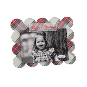 My First Christmas Scallop Tartan Frame
