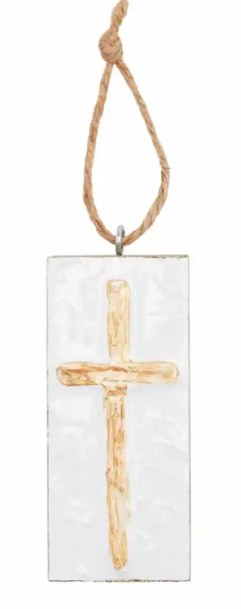 Cross Wood Ornament - Gold