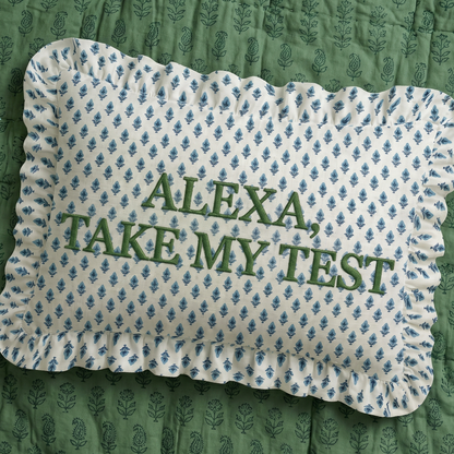 "Alexa" Ruffled Embroidered Pillow