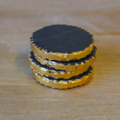 Marble coasters- Black/gold