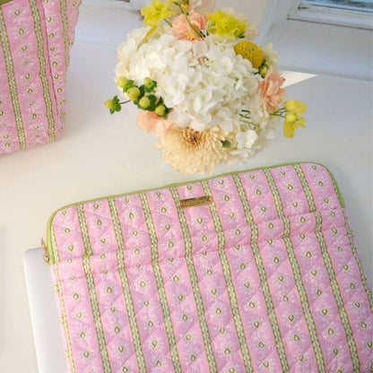 Rosemary Stripe Pink Quilted Laptop Case