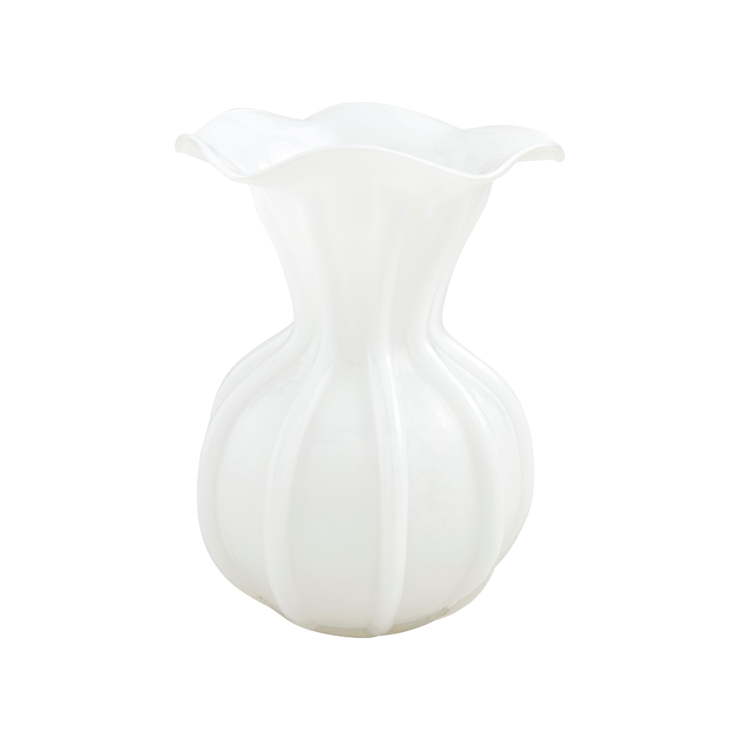 Large Ruffled Glass Vase