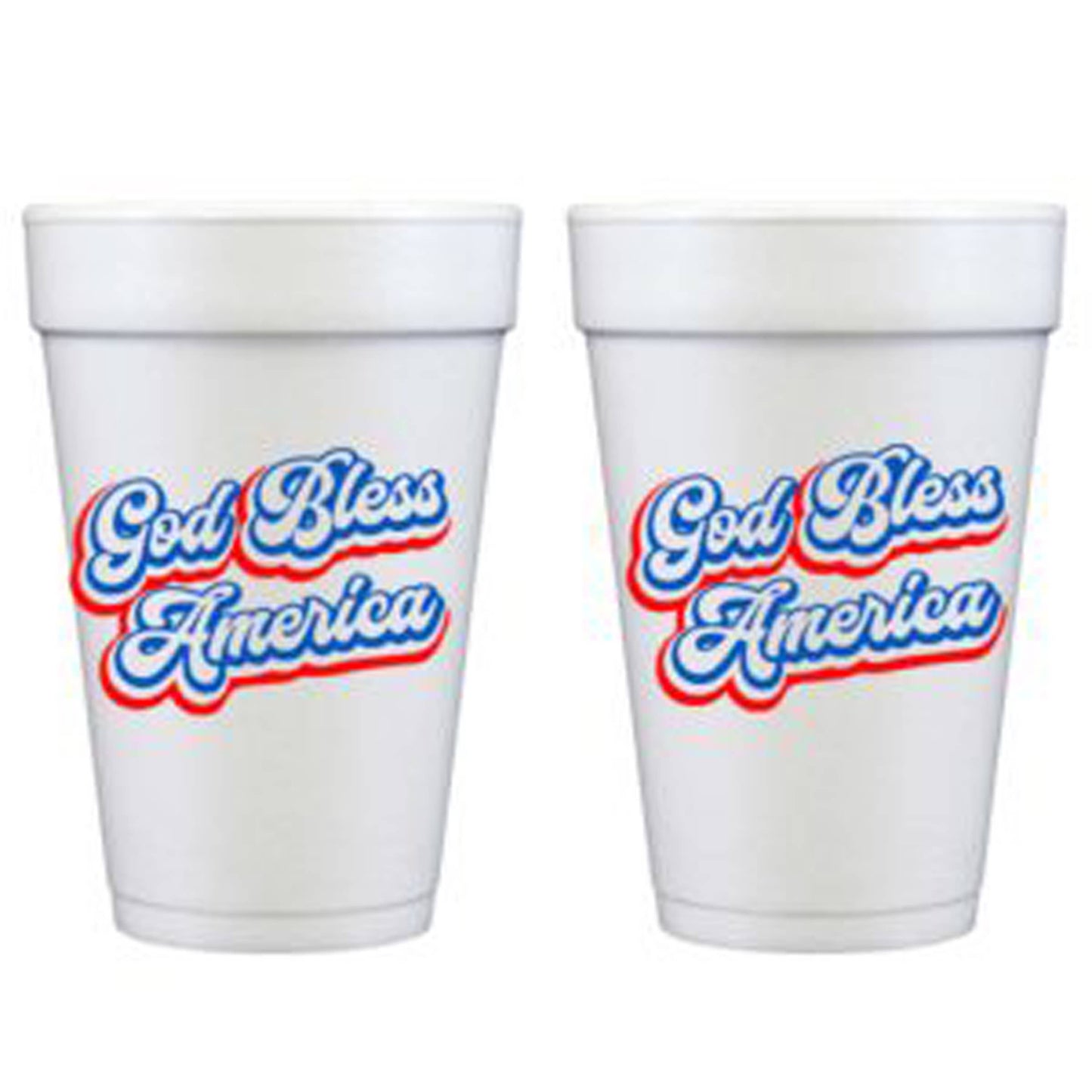 God Bless America Script Foam Cup (10 Pack)