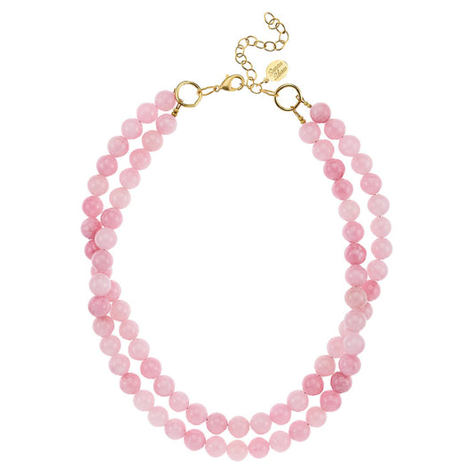 Double Strand Pink Jade Necklace