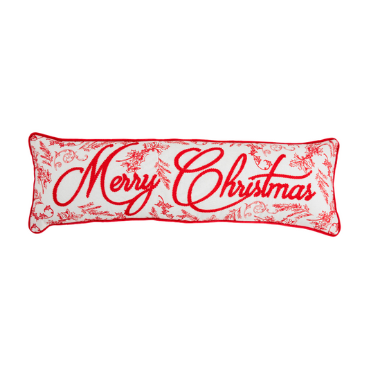 Long Christmas Embroidered Pillow