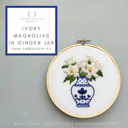 Embroidery Kit - Ivory Magnolias