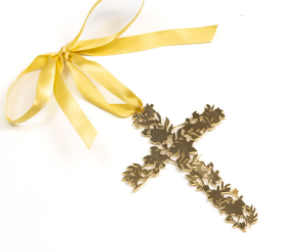 Peace Lily Cross Ornament Gold