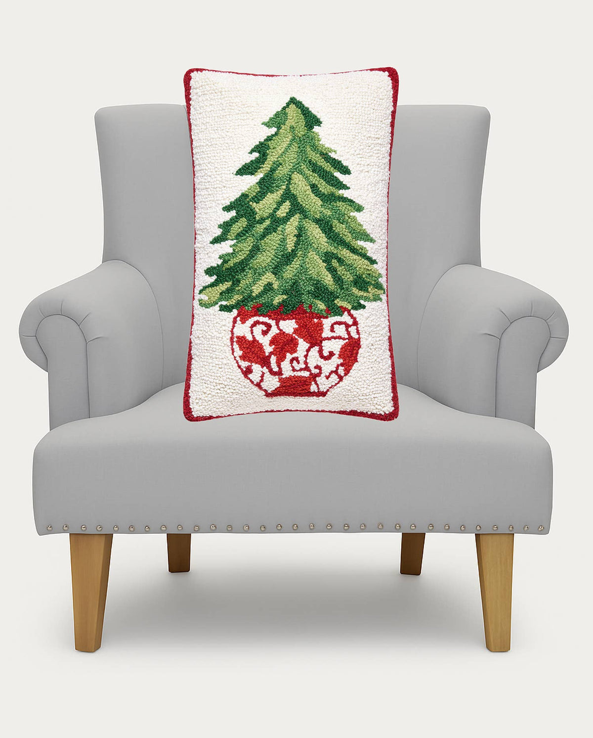 Red Chinoiserie Tree Hook Pillow