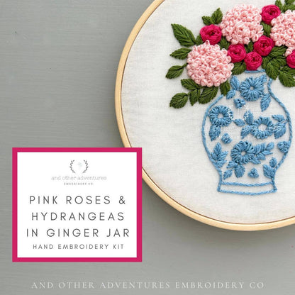 Embroidery Kit - Pink Roses