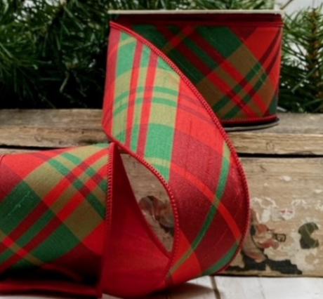 Diagonal Plaid Ribbon - Red/Green