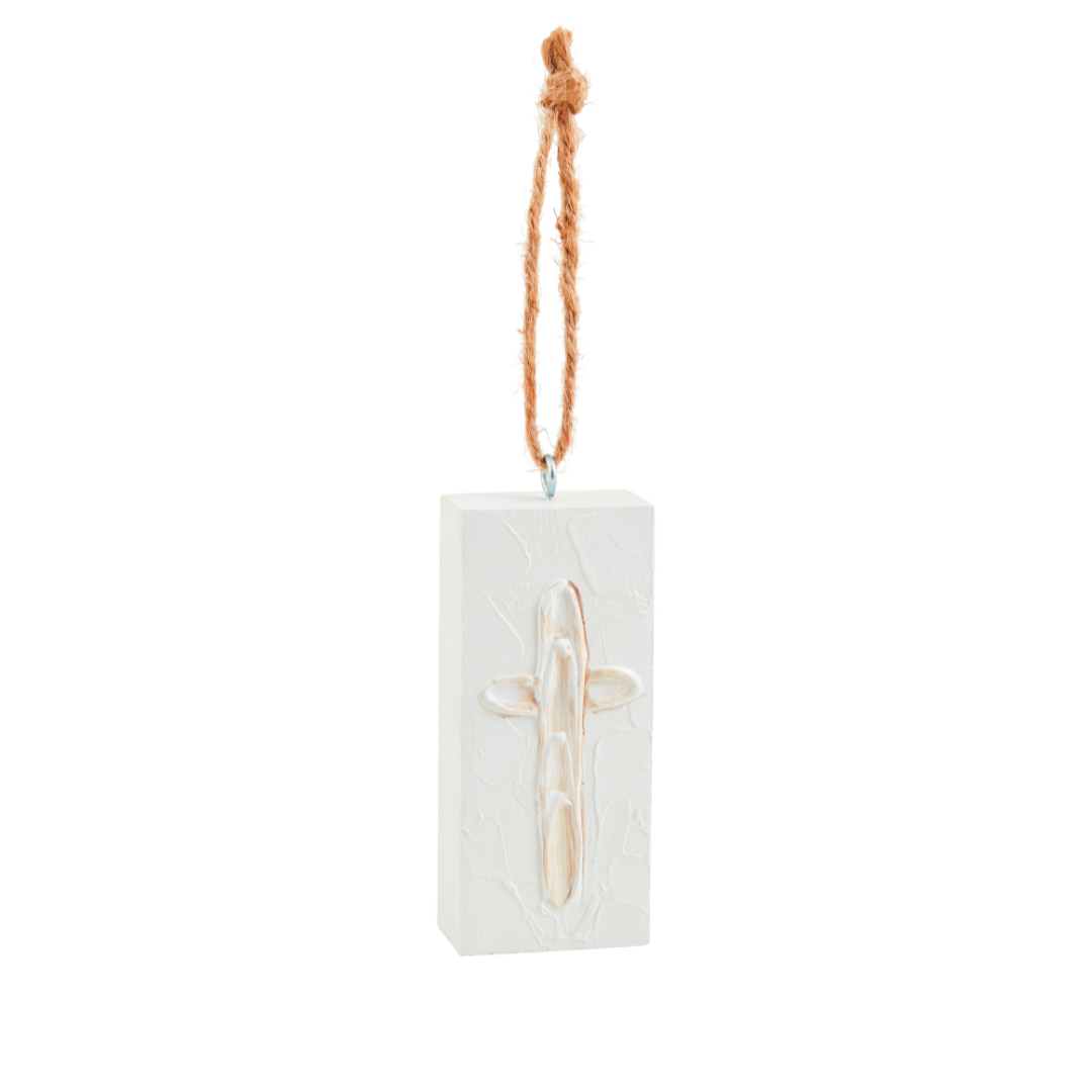 Cross White Christmas Ornament