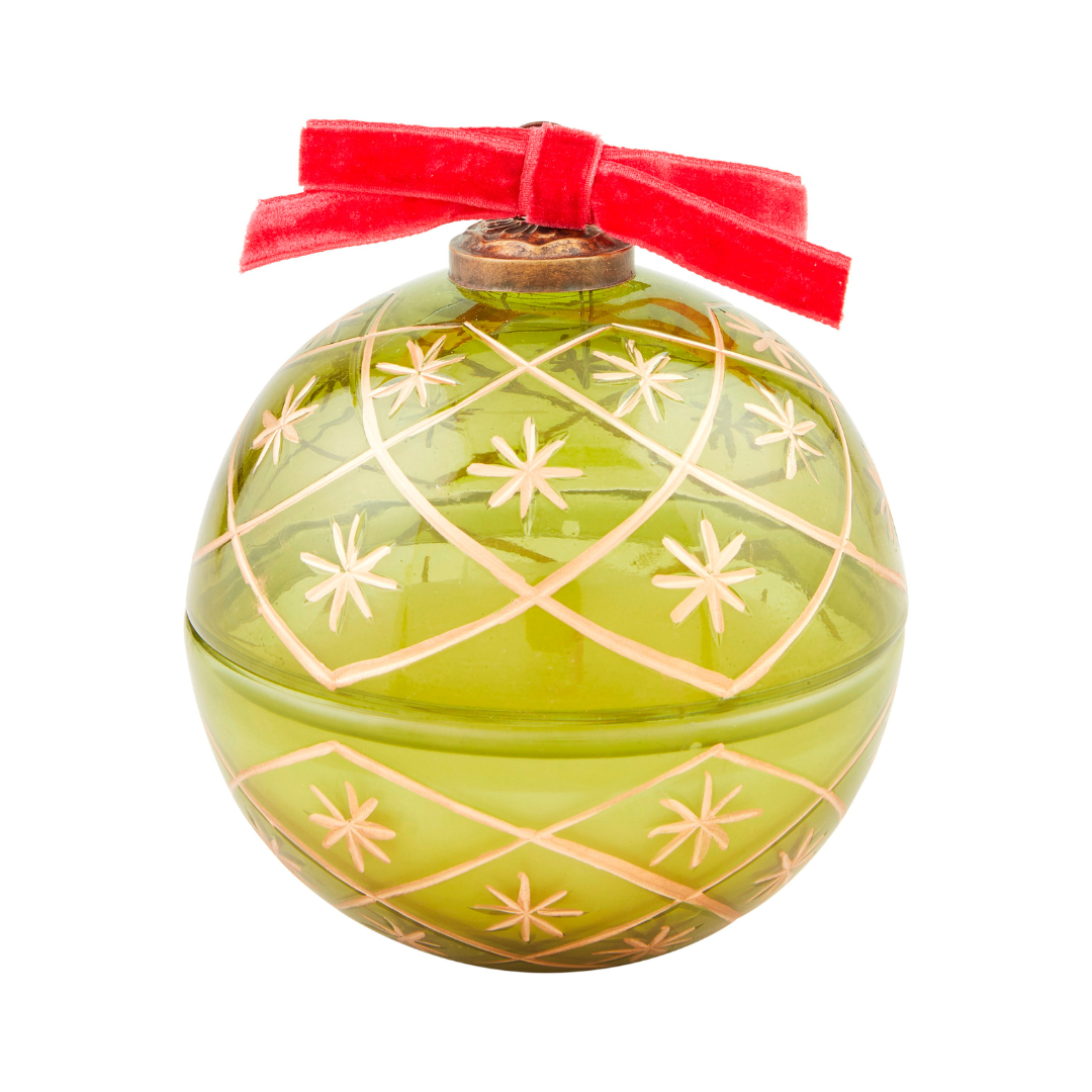 Green Glass Ornament Candle