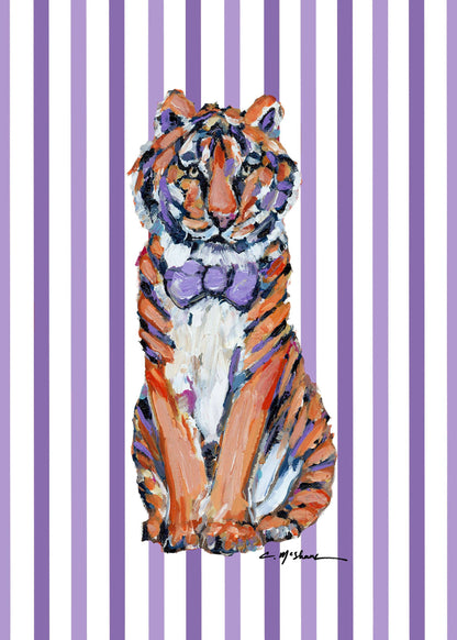 "Tiger Purple & Orange Bow Tie" Framable Card